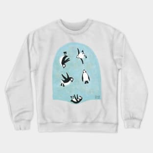 Penguins on Trampolin Crewneck Sweatshirt